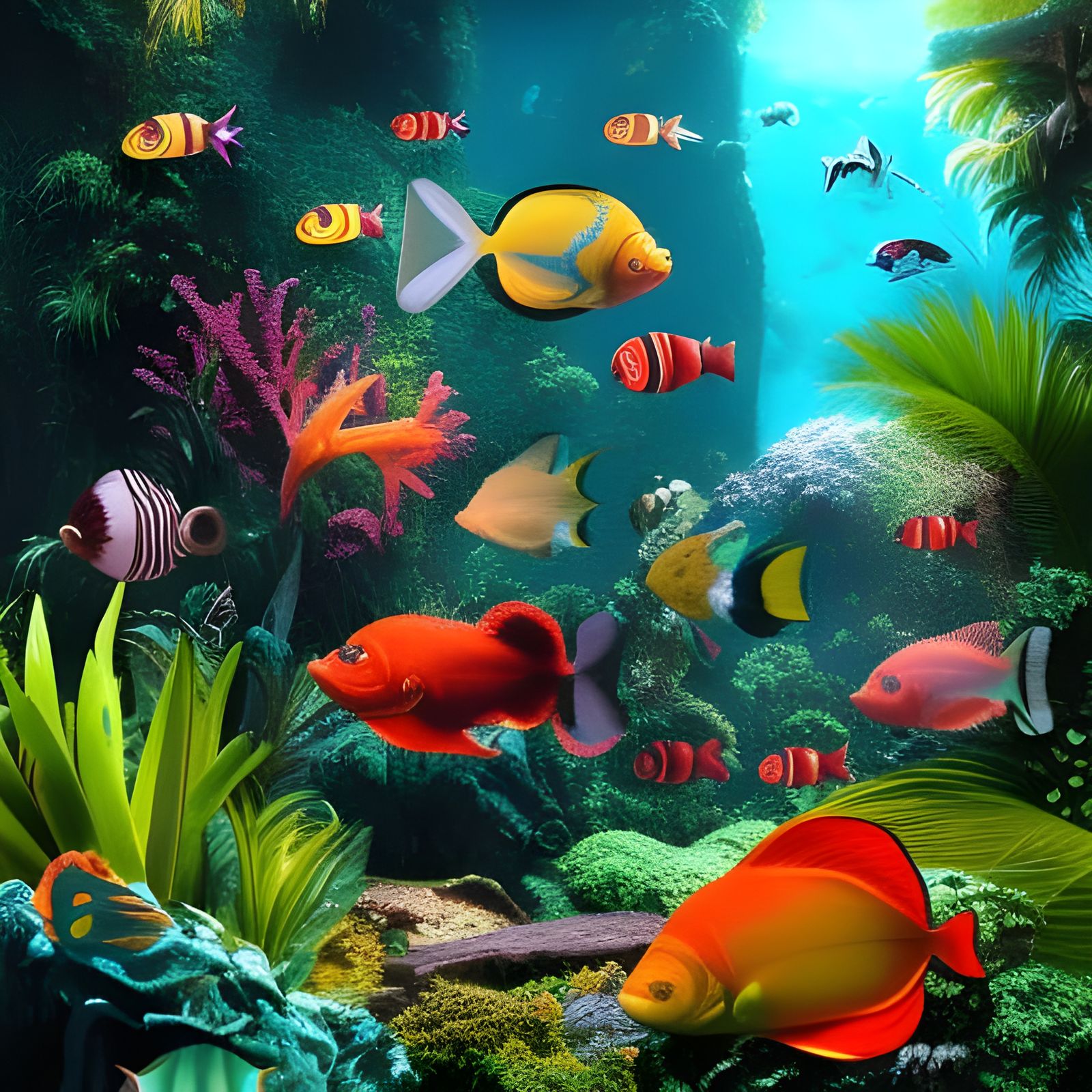 Colorful Tropical Fish in Digital Matte Painting