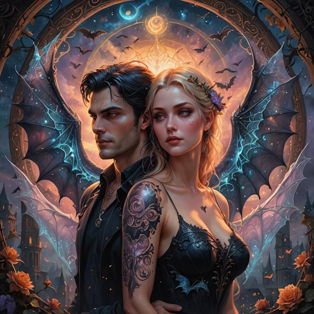 Cosmic Lovers: A Holographic Astral Illustration