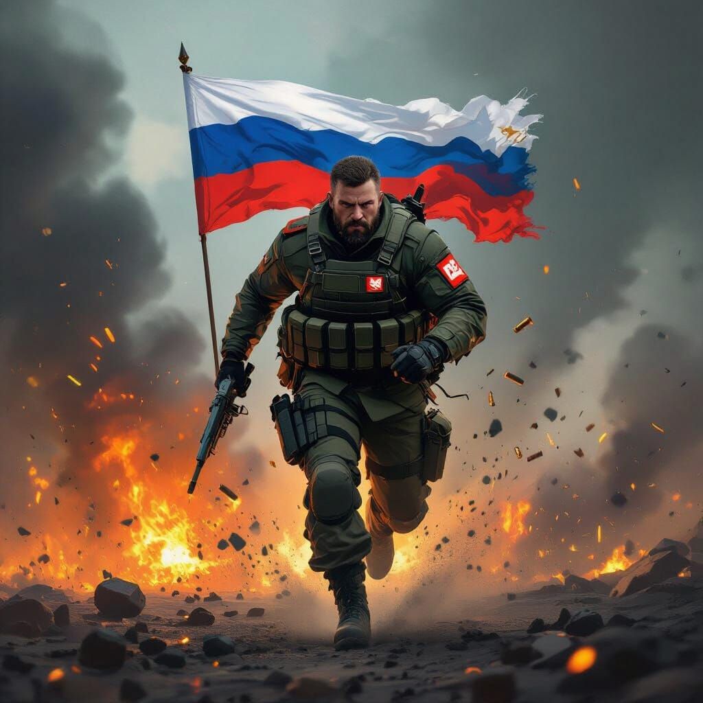 Warrior of Nature in Fiery Advance, Digital Painting