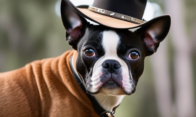 Boston Terrier Cowboy in Comic Book Style