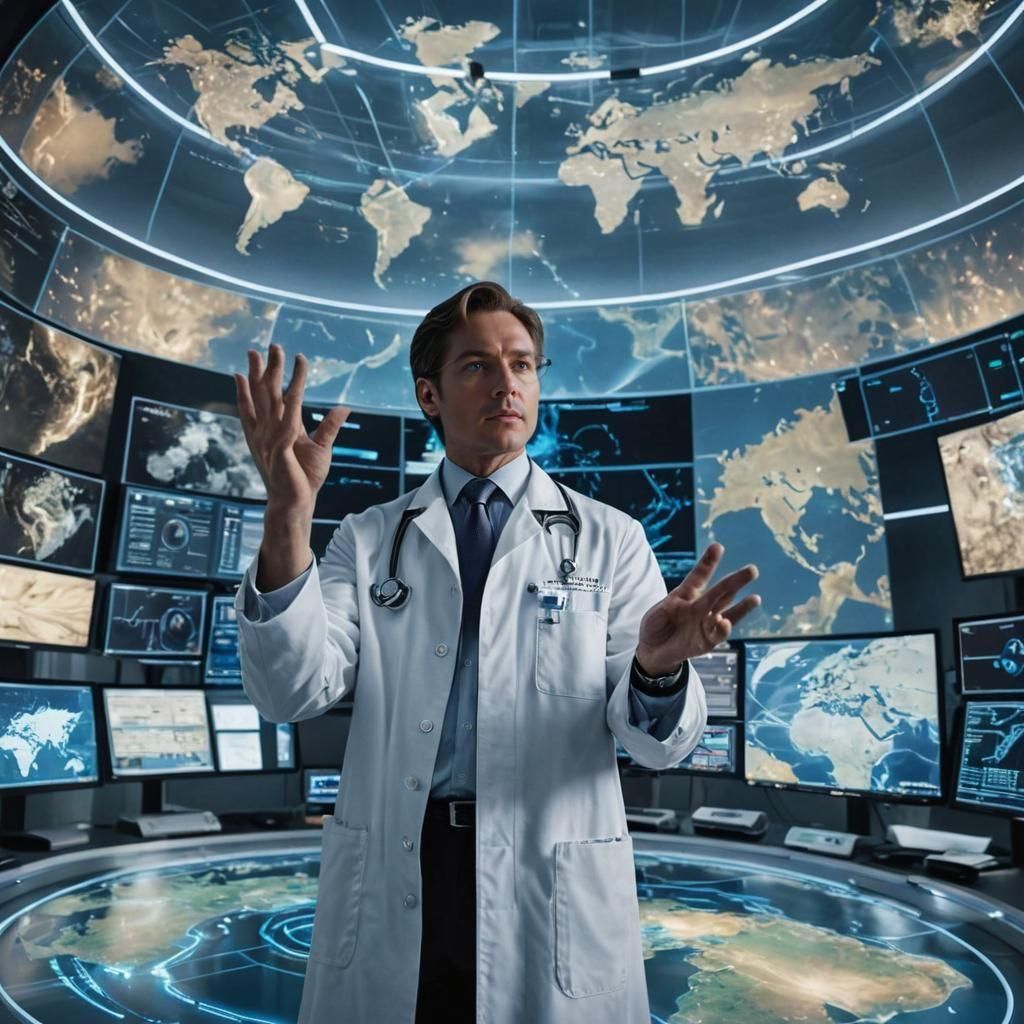 Futuristic Medical Command Center in Hyper-Realistic Style