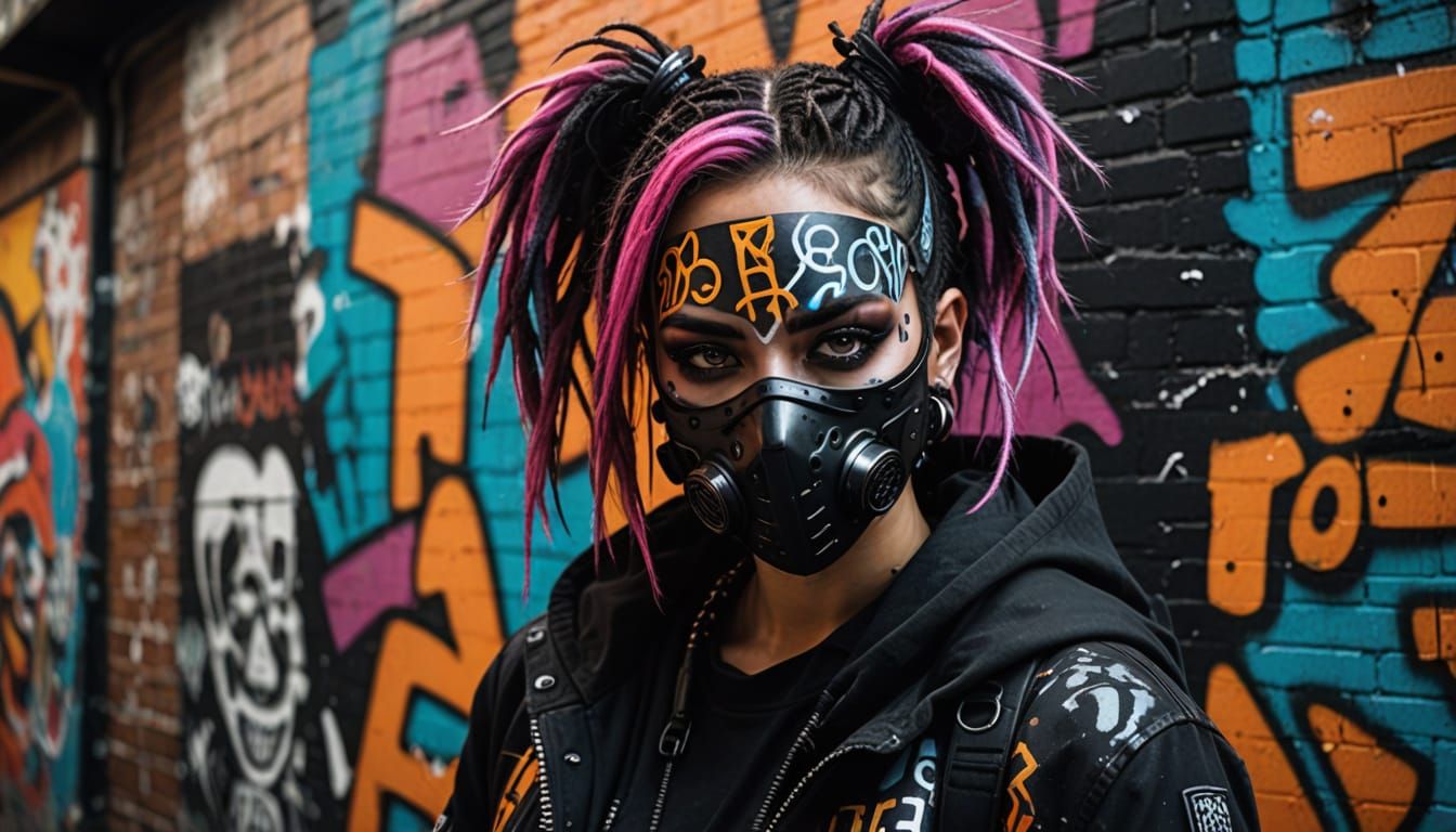 Cybergoth Street Artist Portrait in Urban Style
