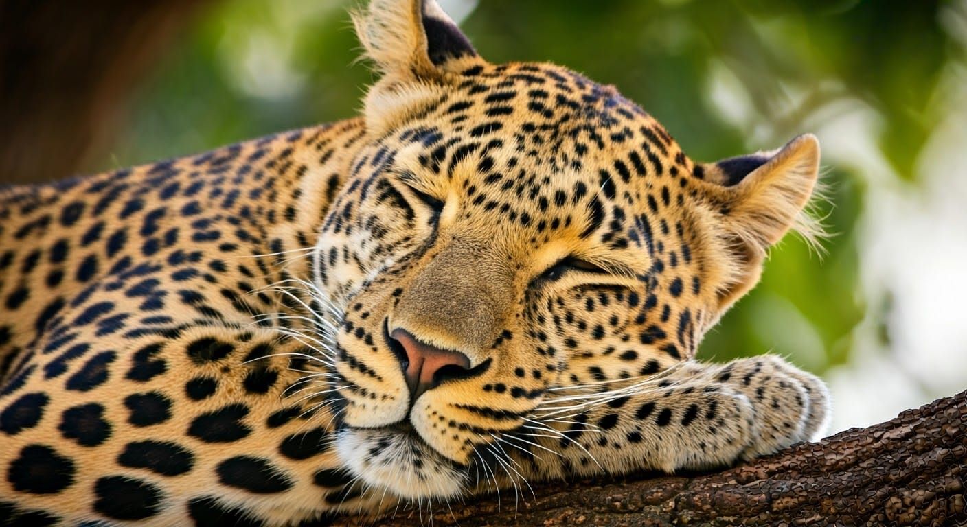 Golden Leopard in Serene Forest Retreat