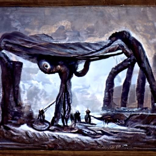 Wasteland Worms: A Surreal Oil Painting