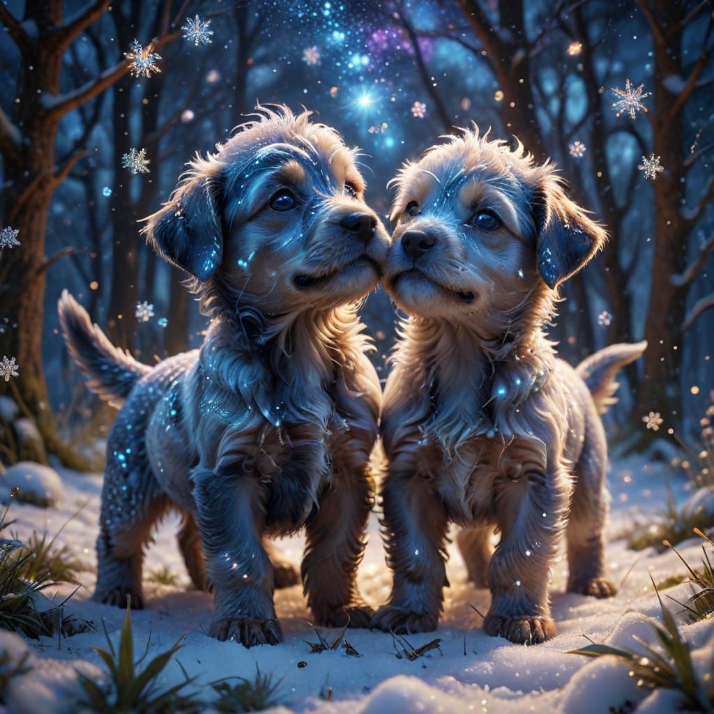 Winter Wonderland with Adorable Gris Cortal Griffon Puppies