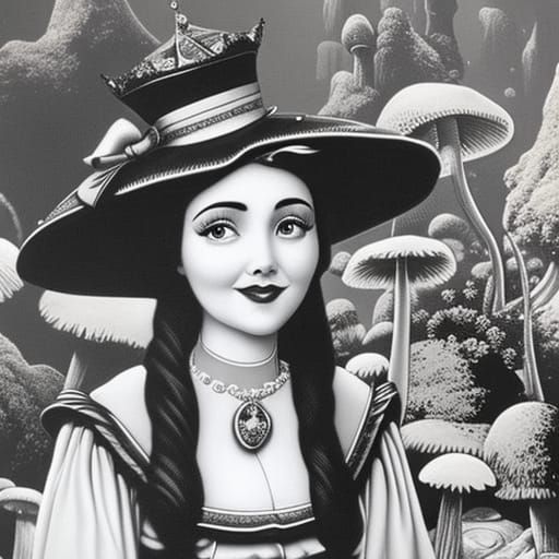 Alice in Wonderland: Black and White Horror Portrait