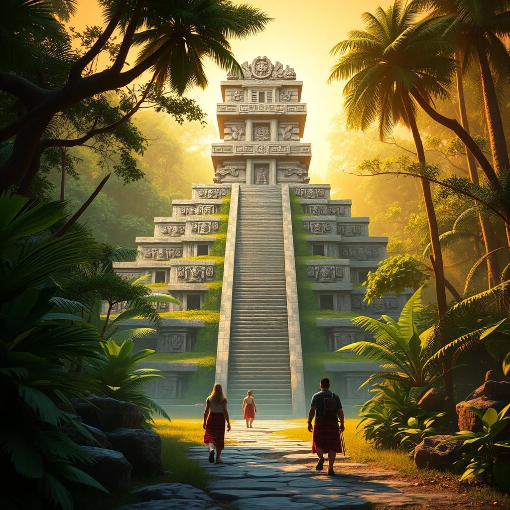 Ancient Mesoamerican Temple Rises from Tropical Jungle in Vi...