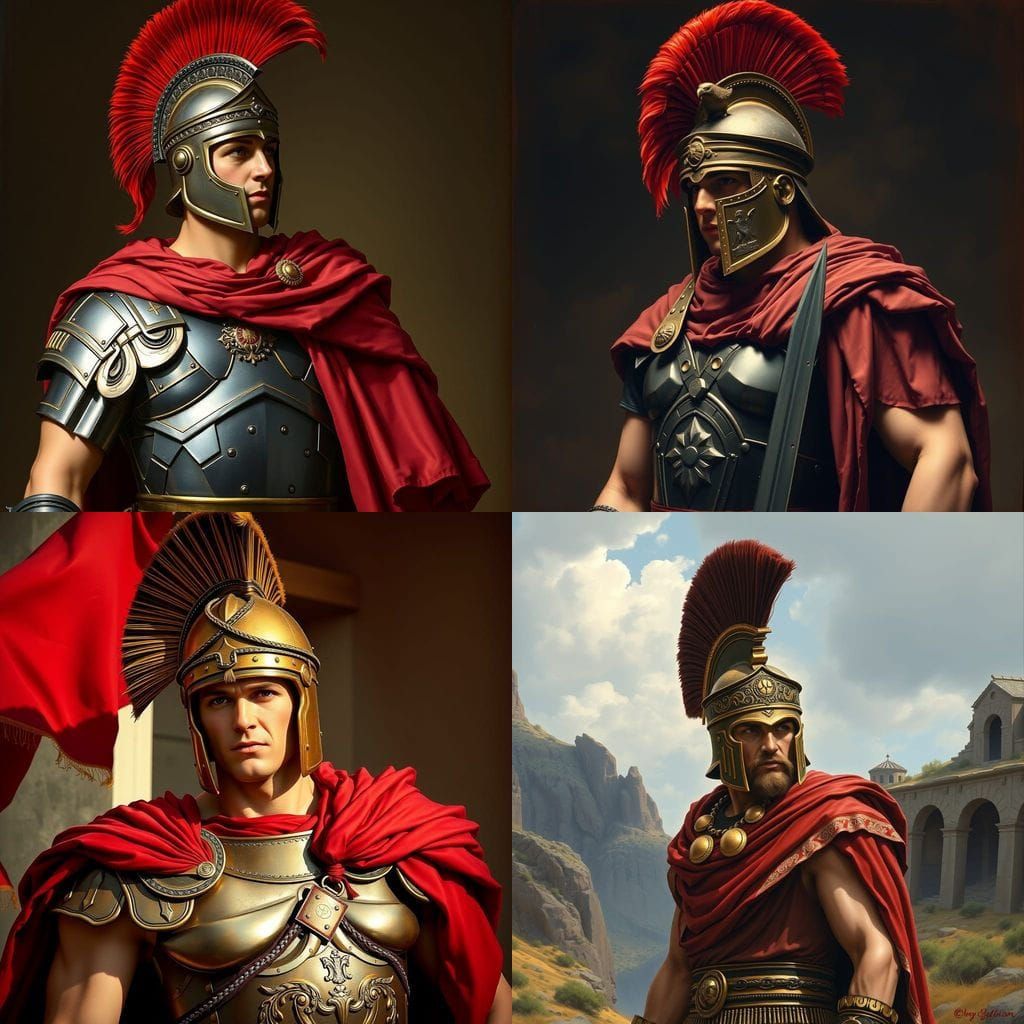 Roman Centurion in Armor and Cape