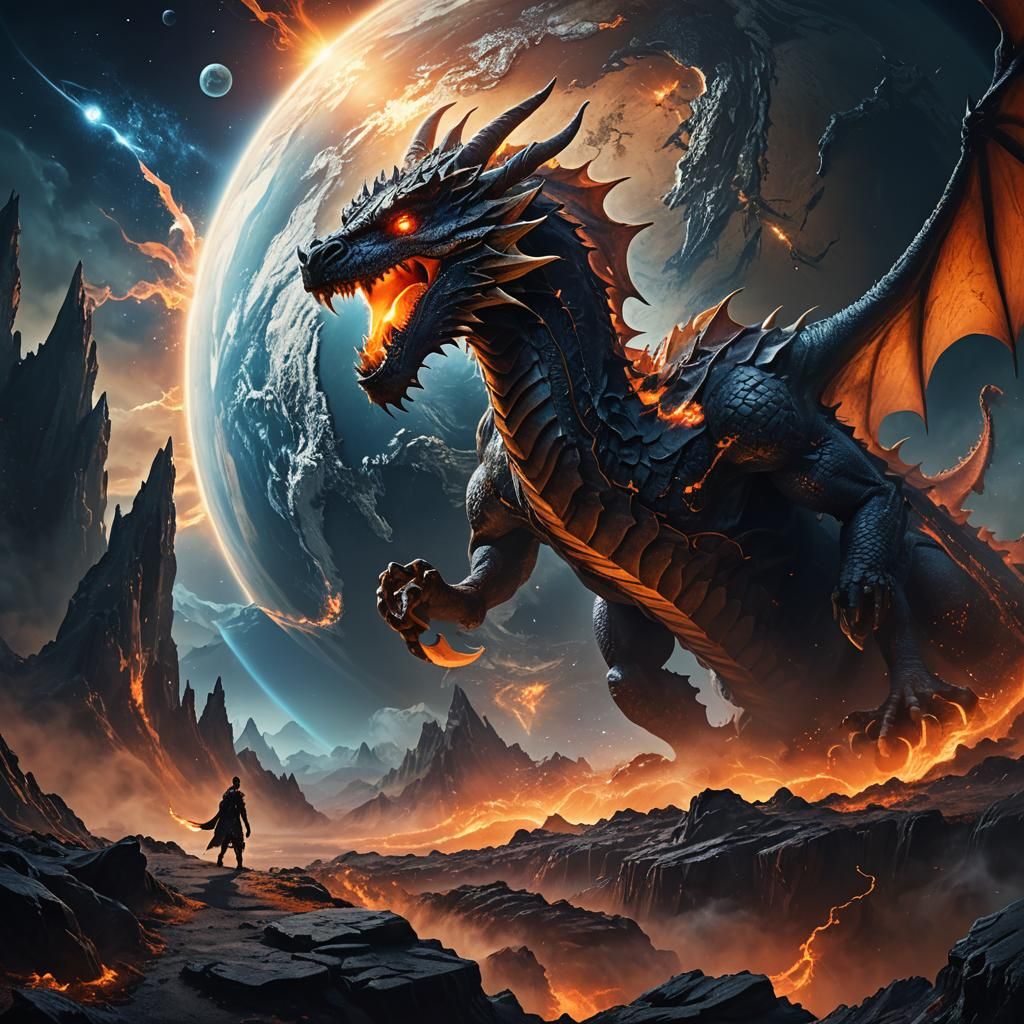 Dragon Hand Grasps Earth in Epic Fantasy Painting