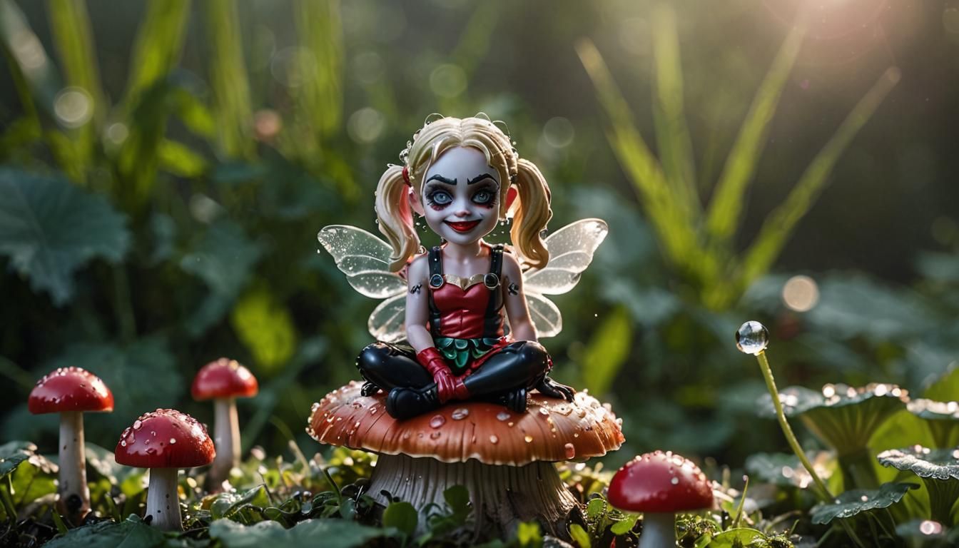 Harley Quinn as Fairy in Macro Photography