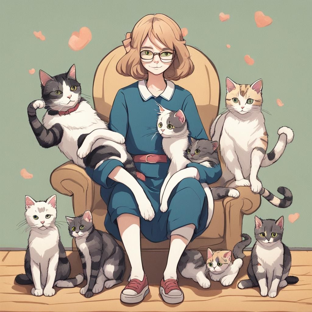 Surreal Cat-Human Hybrid with Extra Limbs