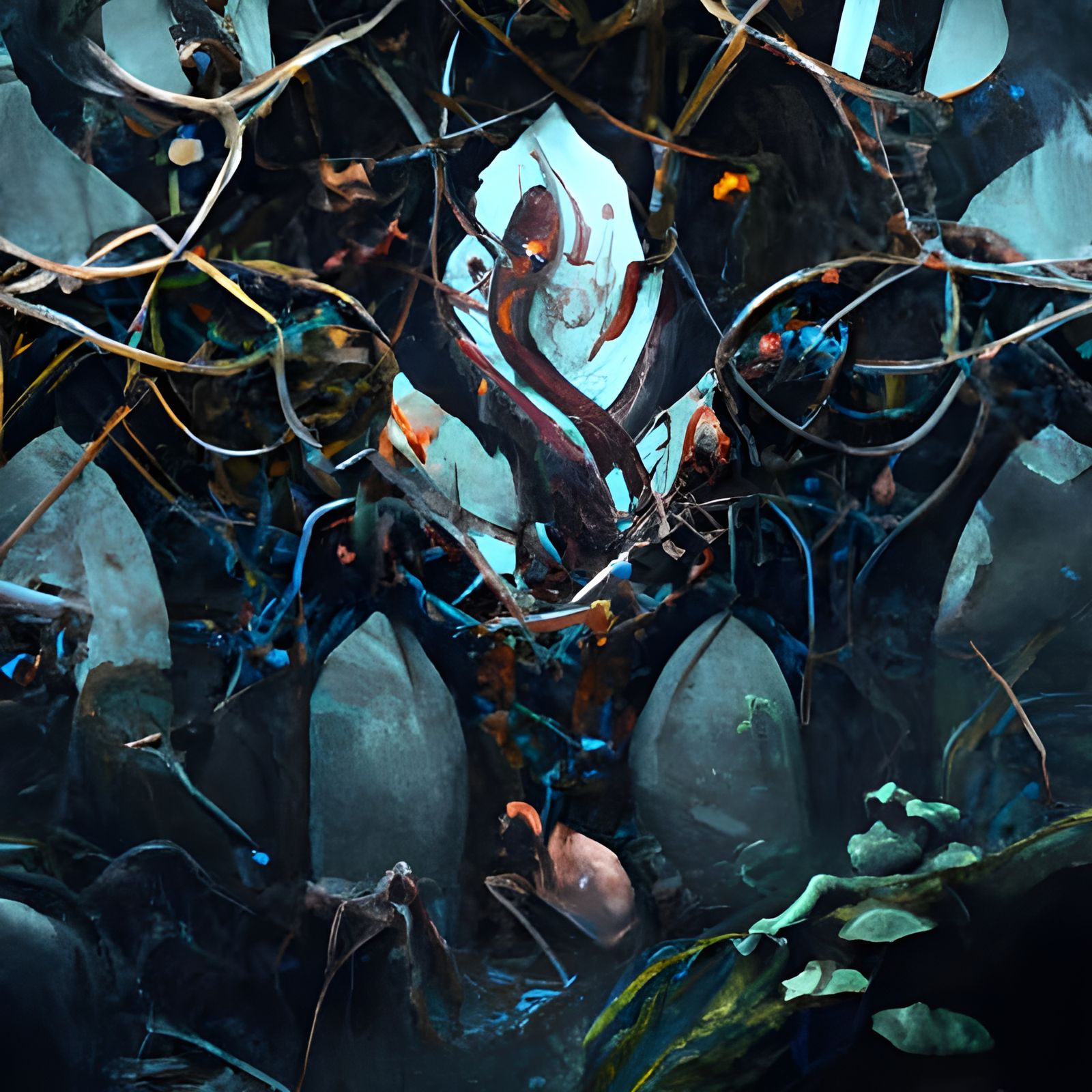 Intricate Spiderweb Mandala with Serpents and Elves