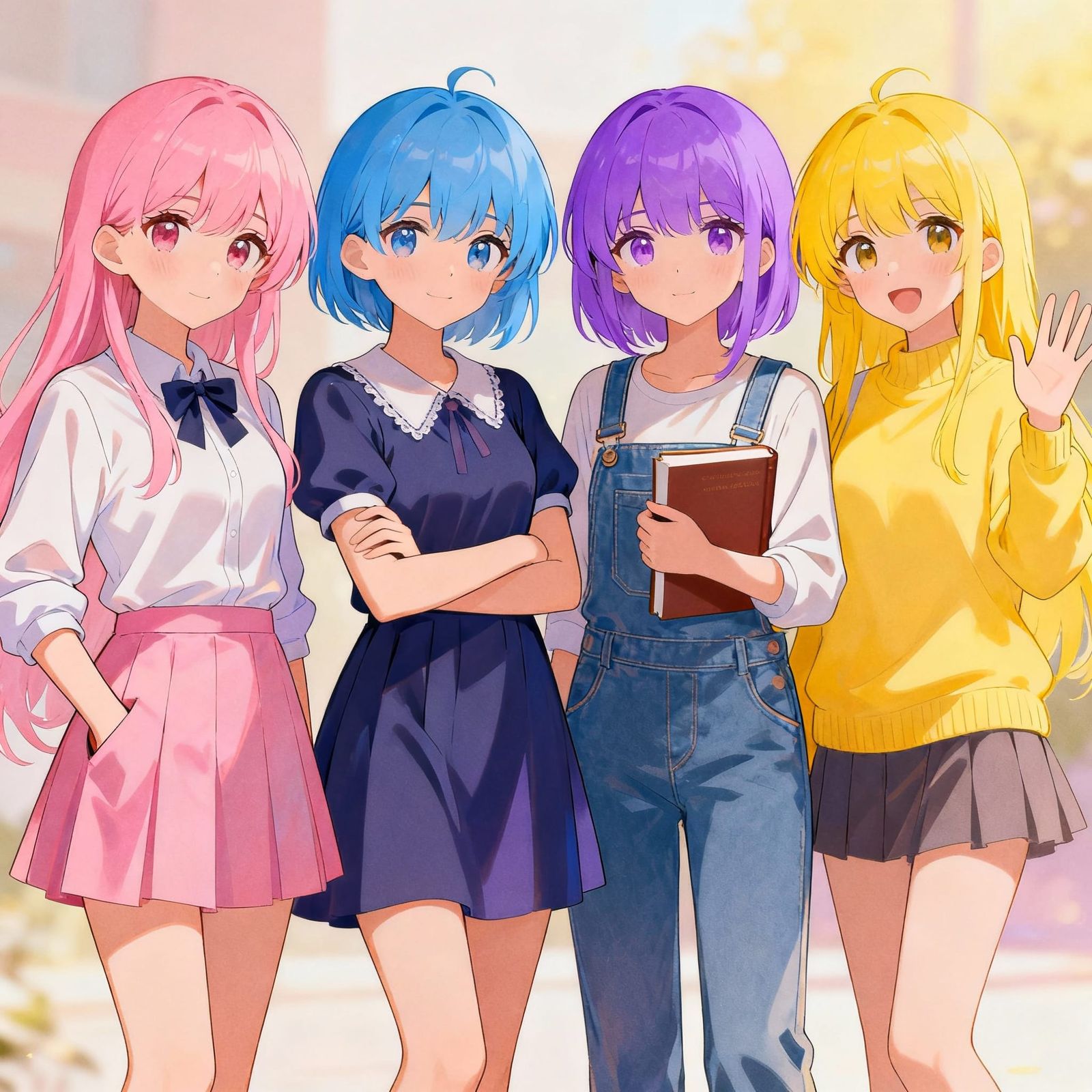 Four Anime Girls Posed Together