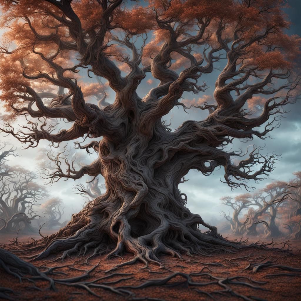 Detailed Matte Painting of an Old Leafless Tree