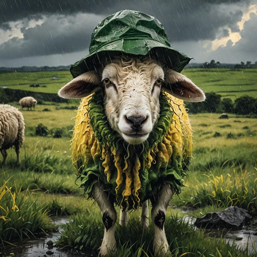 Lost Sheep in Stormy Weather: Hyperrealistic Art