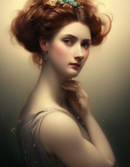 Victorian Lady Portrait in Art Nouveau Style