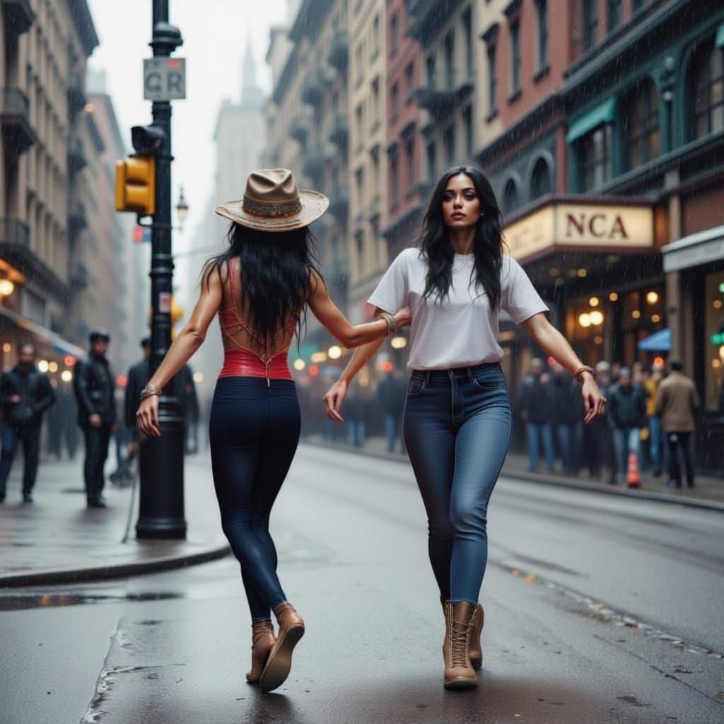 Street Dancers In Hippie Attire On Manhattan Corner