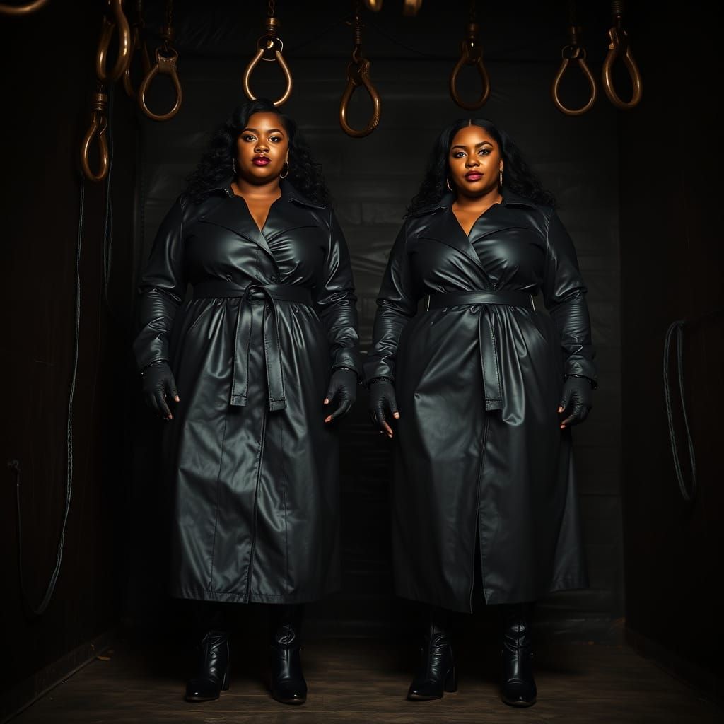 Dominant SSBBW Women Exude Power in Dark Leather Attire