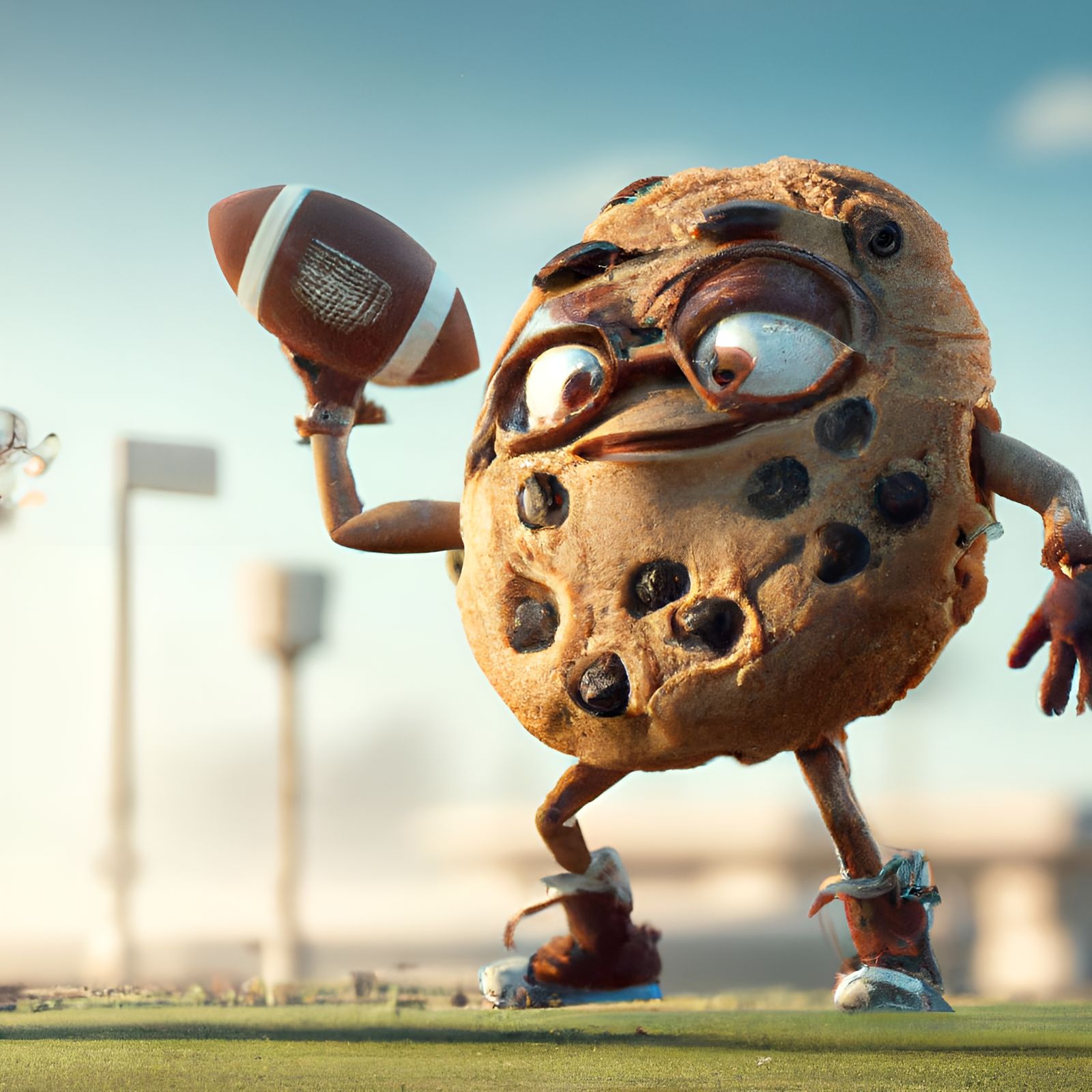 Chocolate Chip Cookie Plays Football in 3D