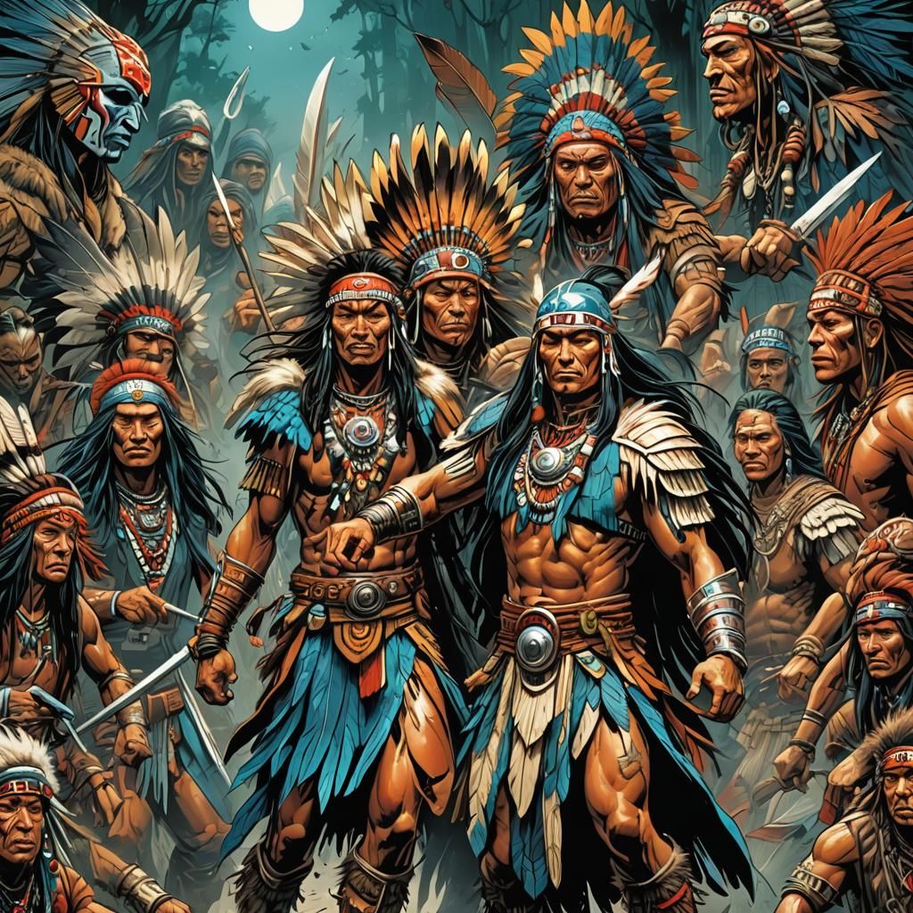 Dynamic Comic Book Art of a Pow Wow