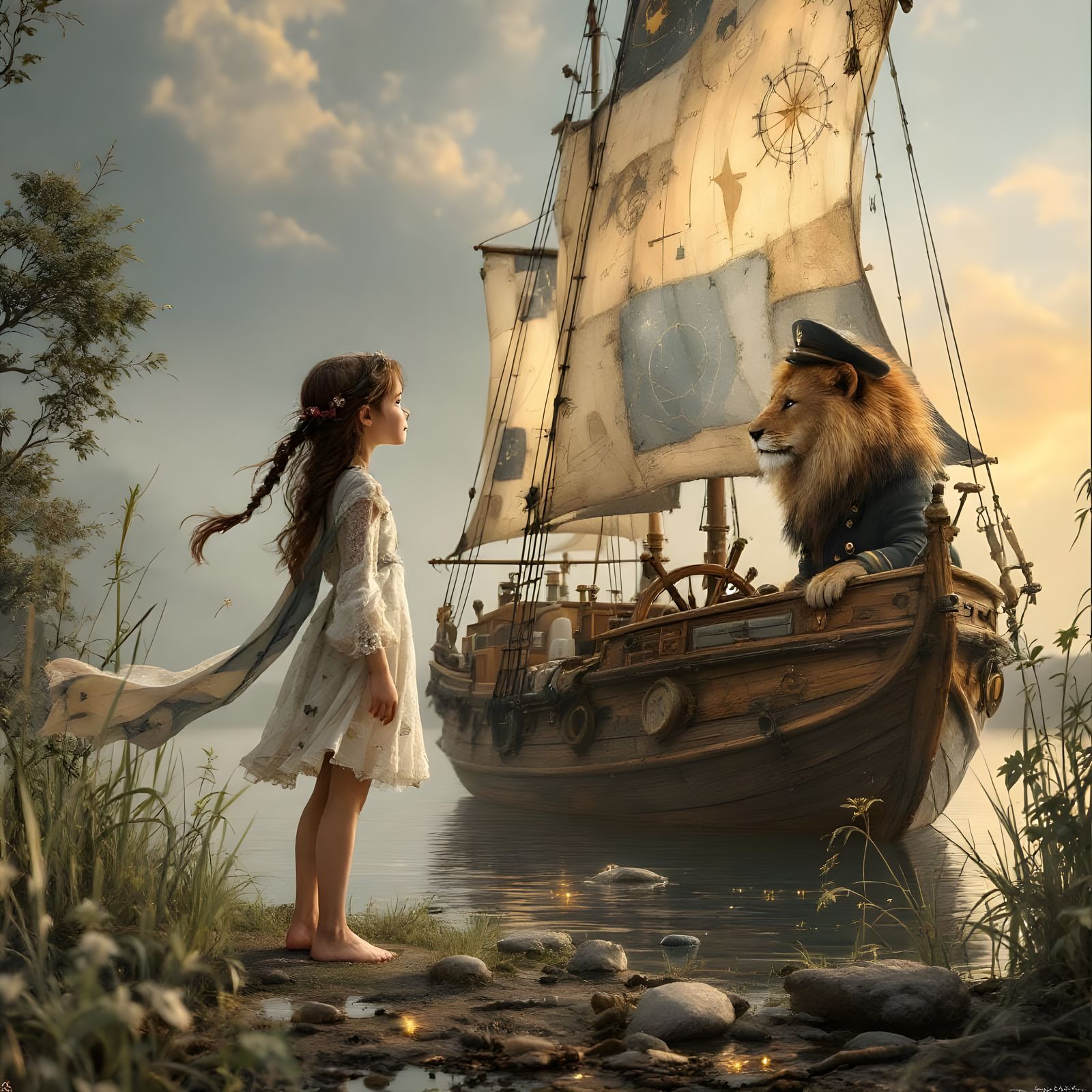 Magical Sailboat Adventure with Lion Cub Captain