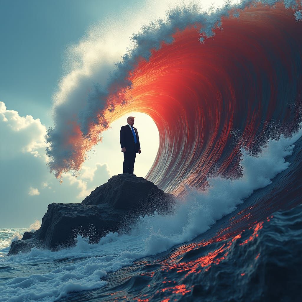 Crimson Wave Crest: A Majestic Digital Matte Painting