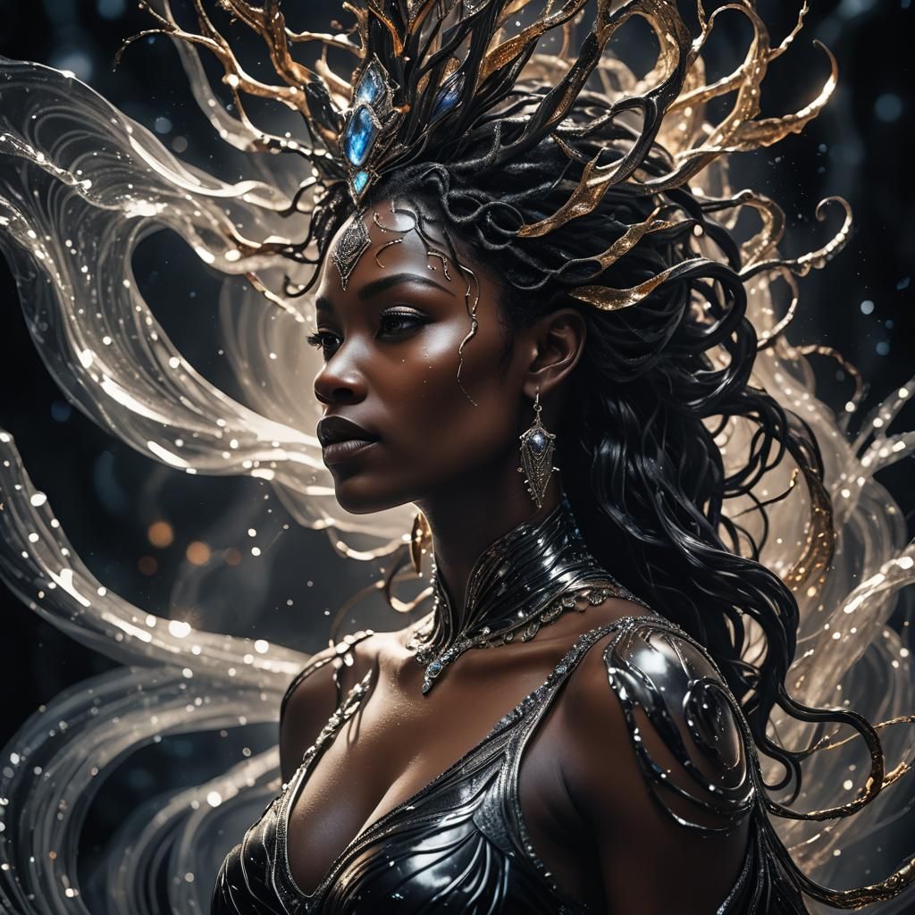 Black Goddess of Liquid Light in Space