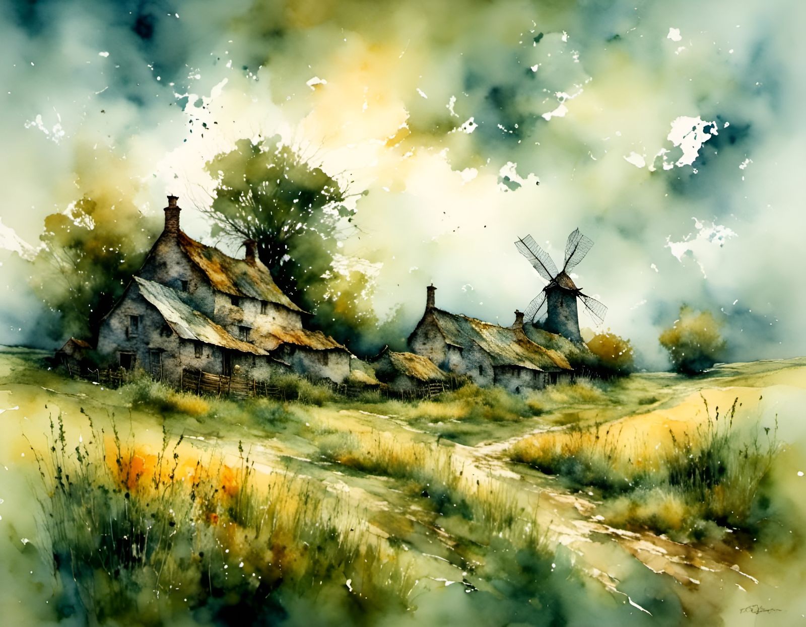 Sunny Pastoral Farm Scene