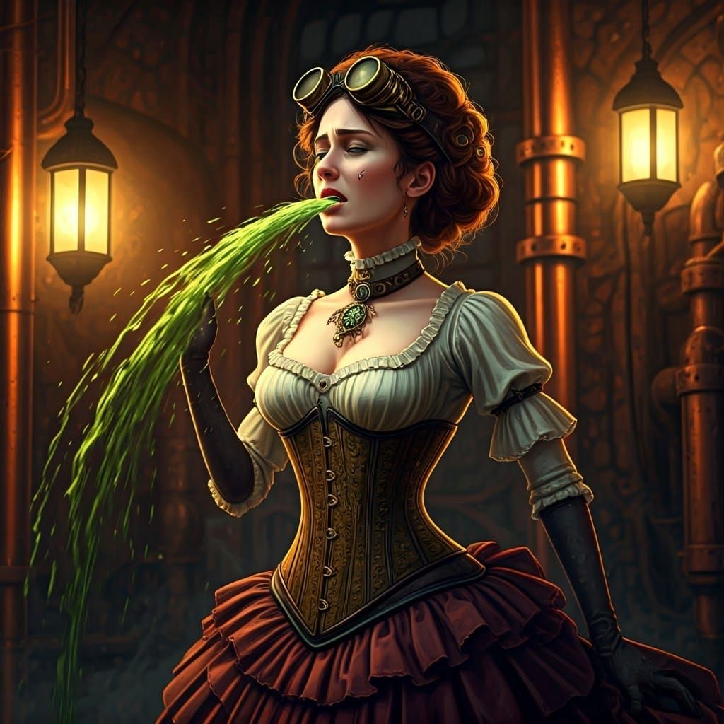 Steampunk Woman in Distress: Pre-Raphaelite Style