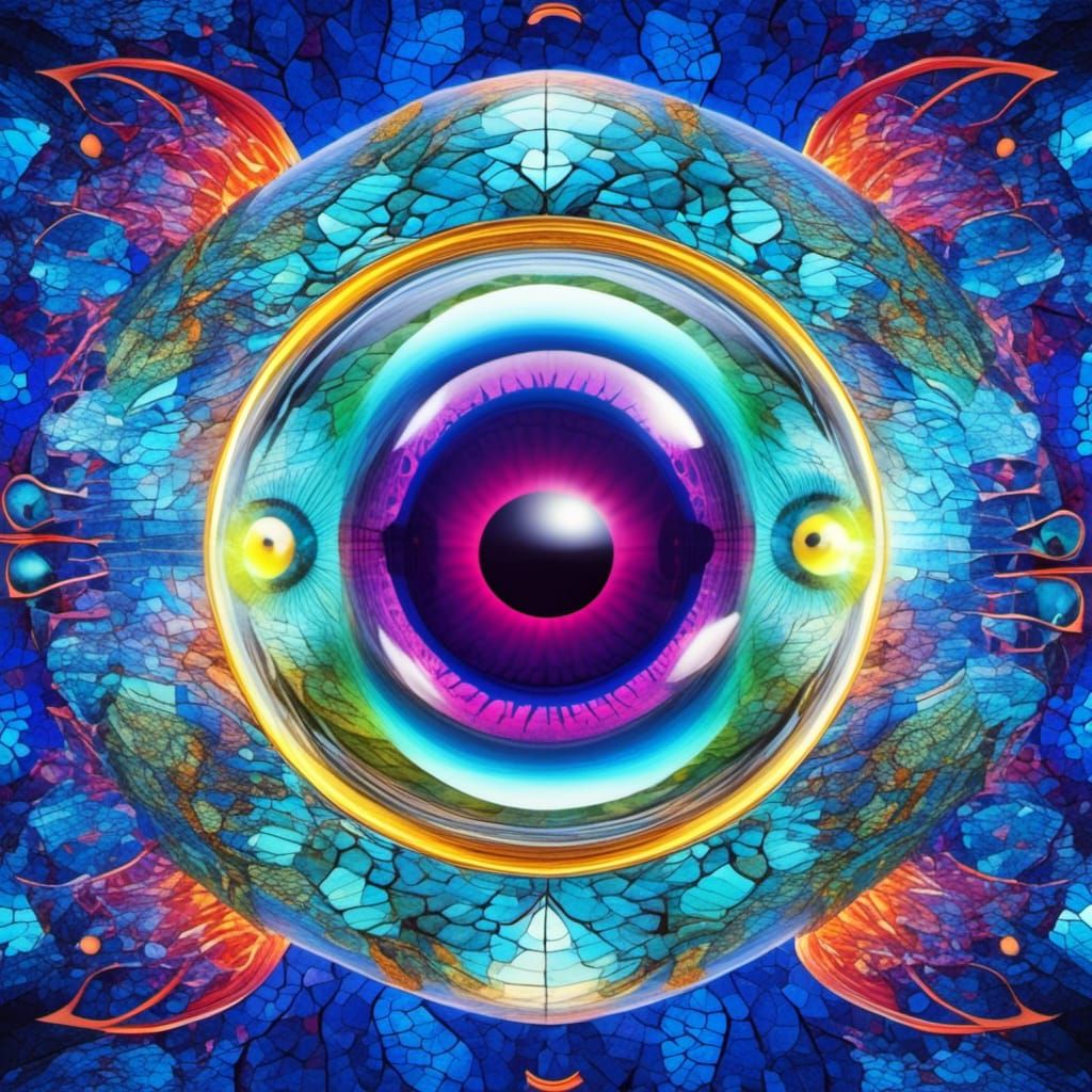 Hyperrealistic Dragon Eye in Cosmic Mixed Media