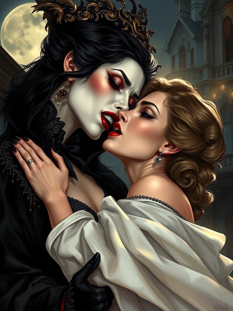 Victorian Vampire Queen in Midnight Embrace