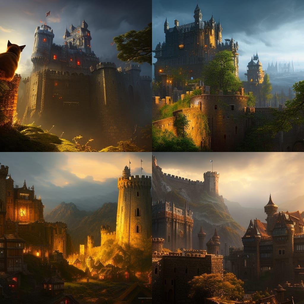 Cat on Castle Tower: Dark Fantasy Concept Art