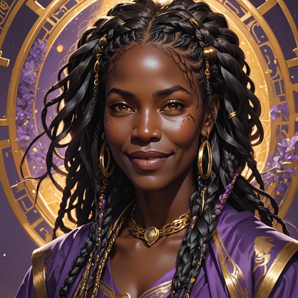 Radiant Portrait of a Wise Woman in Art Nouveau Style