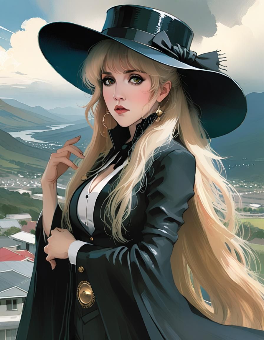 Stevie Nicks in Highland City: Manga Illustration