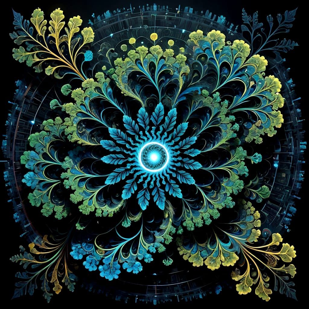 Tibetan Mandala with Fractals in Nature