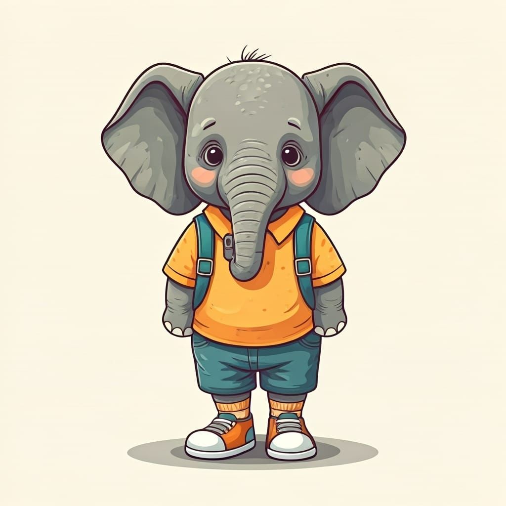 Elephant Ready for First School Day