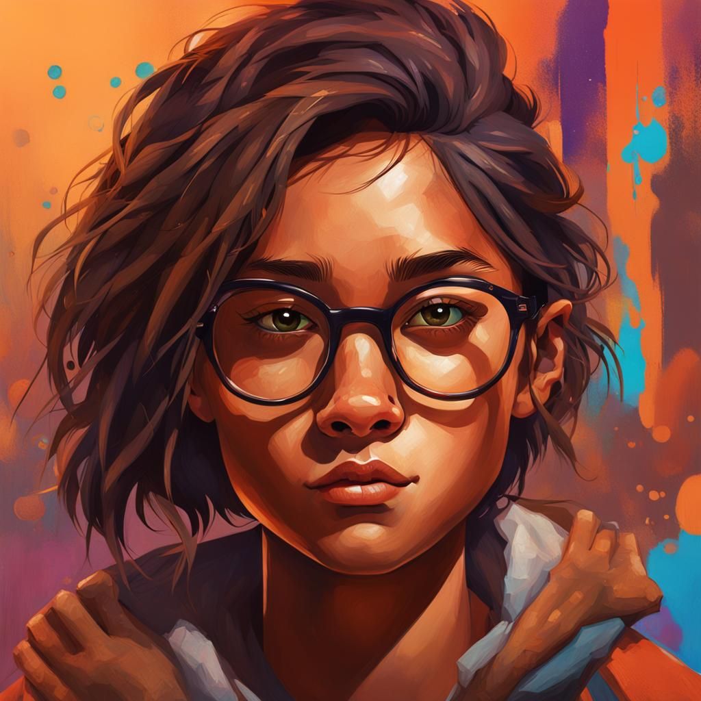 Hyperrealistic Portrait of a Girl with Wolf Cut