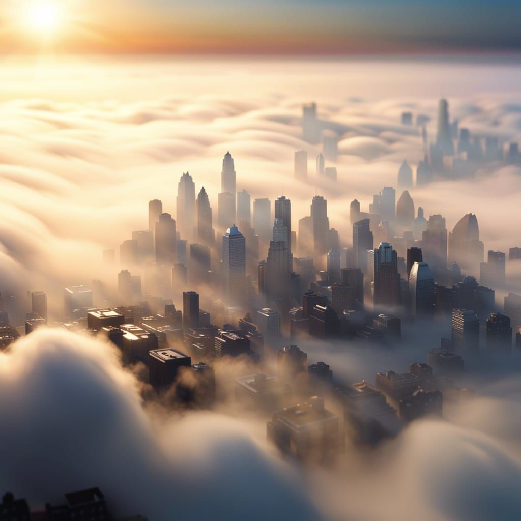 City Above Clouds: Photorealistic Sci-Fi Diorama