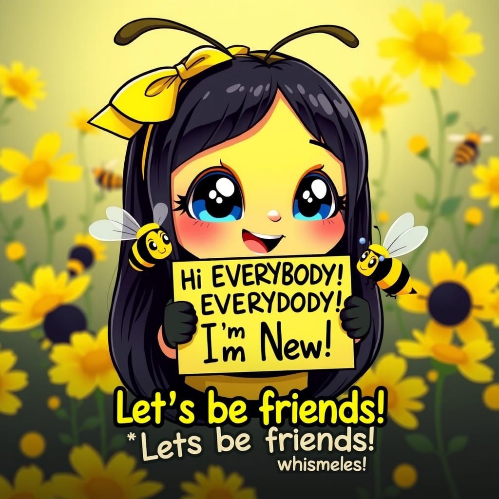 Cute Cartoon Bumblebee Girl in Neon Yellow and Black