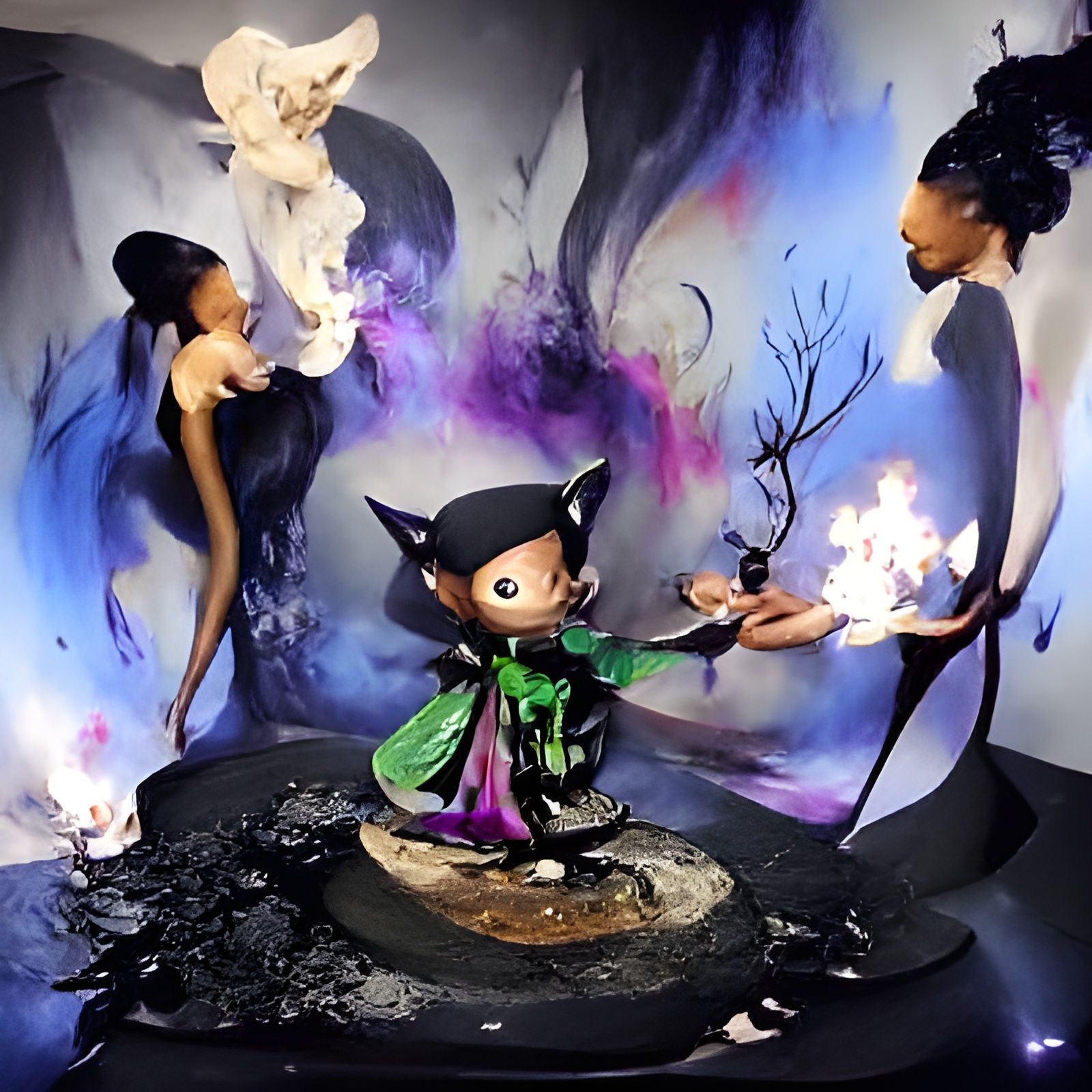 Elf Sorcerer Casting Spell, Fantasy Art