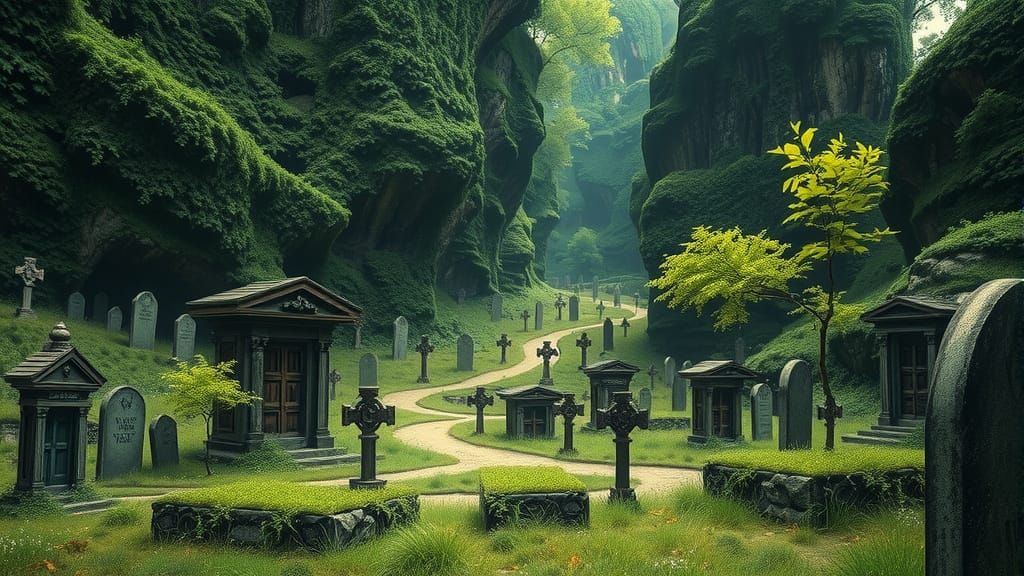 Serene Valley of Caretakers in Digital Painting Style