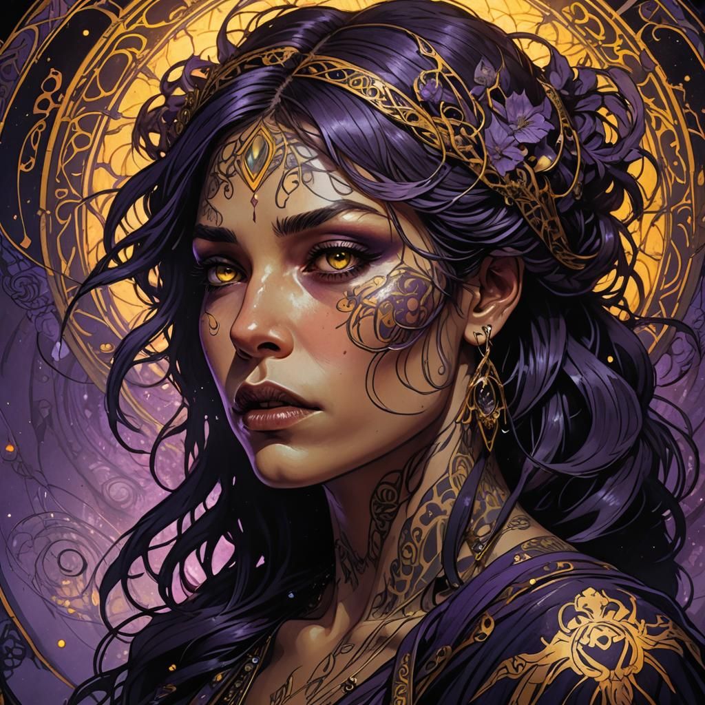 Eerie Portrait: Anguish in a Mystical Realm