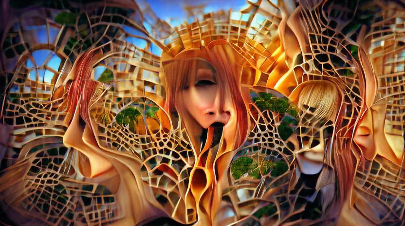 Hybrid Woman in Glass Forest: A Digital Art Masterpiece