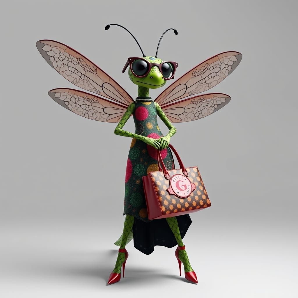Fashionable Dragonfly Model in 3D Style