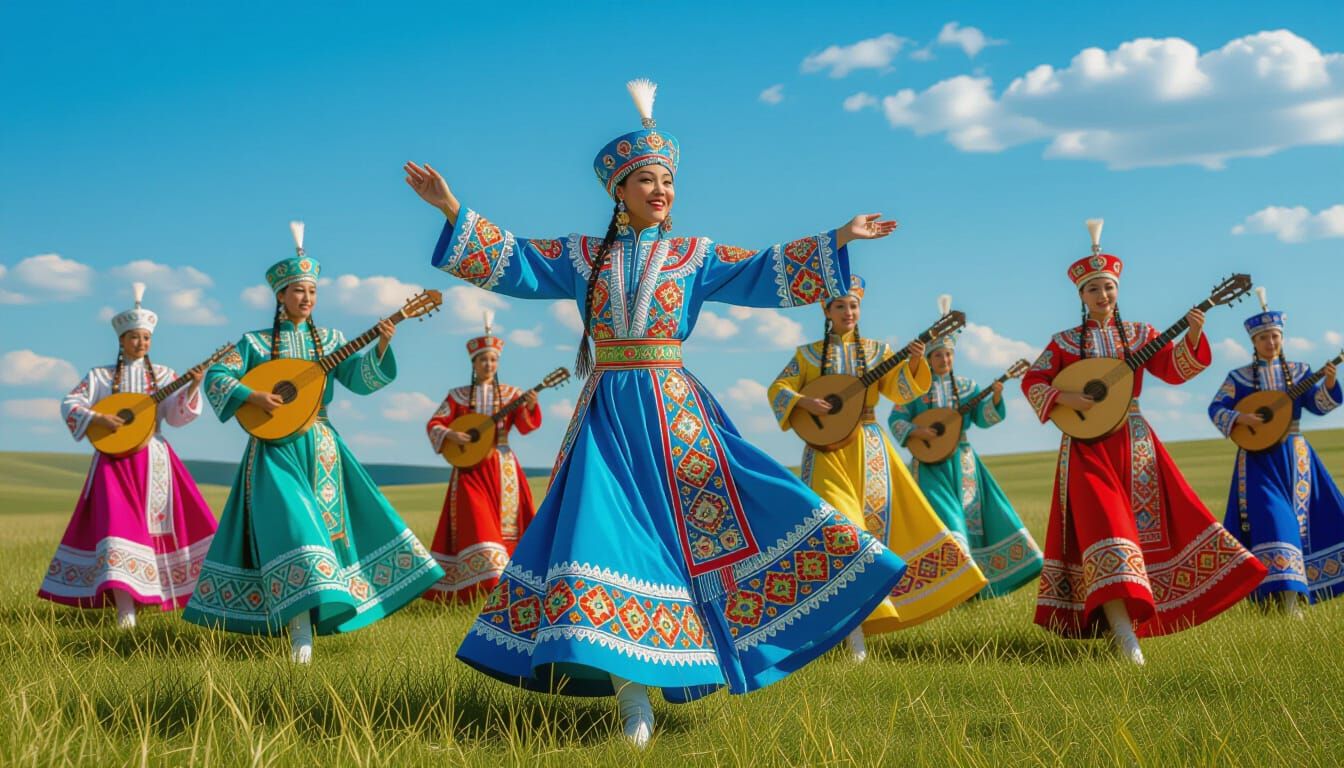 Kazakh Dancers in Traditional Dress, Art Nouveau Style