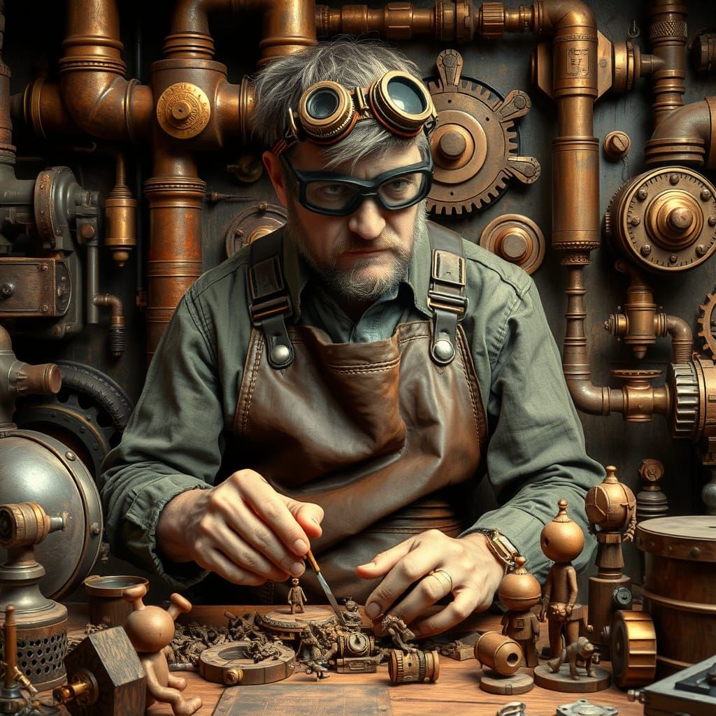 Steampunk Toymaker Crafts Wooden Toys