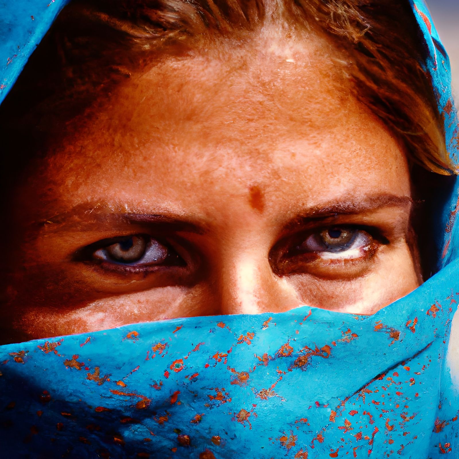 Afghan Woman with Striking Blue Eyes, Kodachrome Film