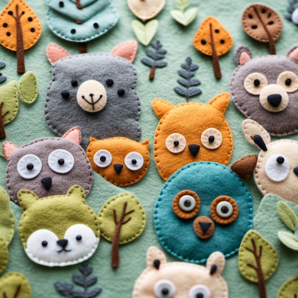 Charming Felt Animals in a Whimsical Felt Forest