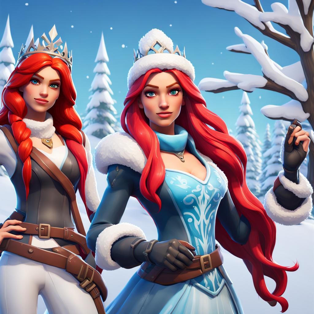 Fortnite Winter Princess with Long Red Hair