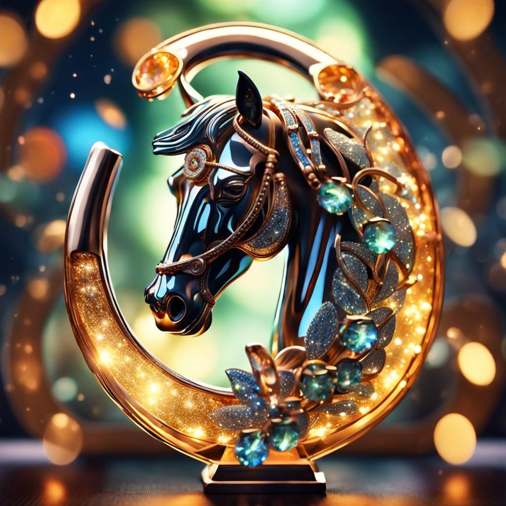 Sparkling Glass Horseshoe Close-Up in 8K